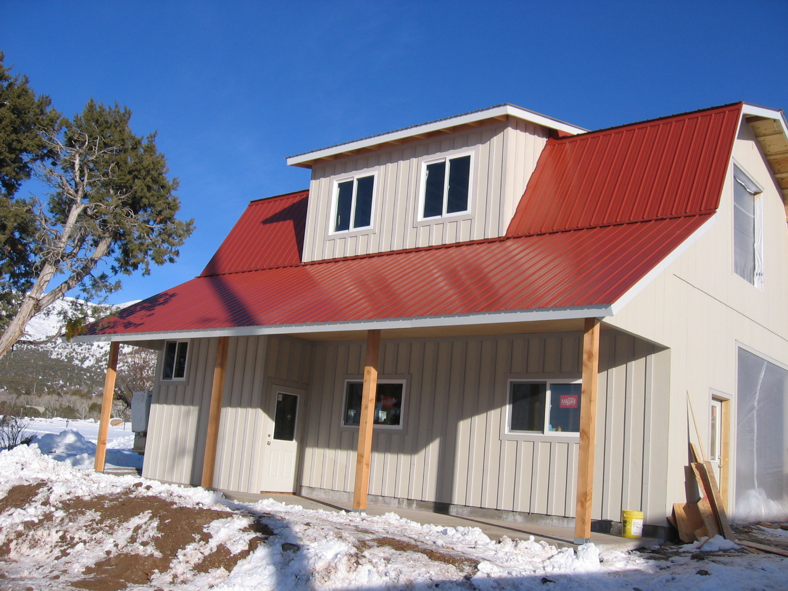 The roof is fully installed. 