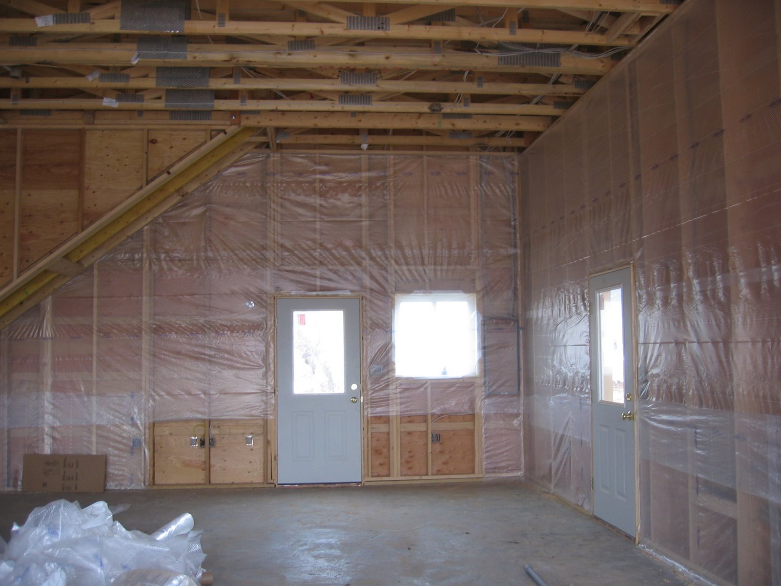 The insulation liners are in, but the cellulose is not yet. 