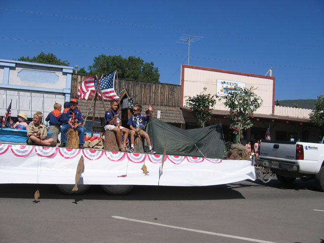 The Boy Scouts have their own float in the parade.