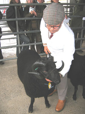 E.O. Williams stands with his ram.