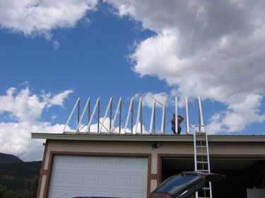 The panel mounting frames are securely installed on the roof. 