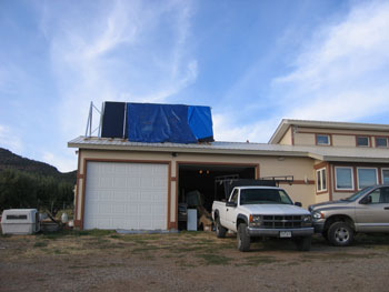 Tarps have been placed on top of the solar panels to stop them from collecting too much energy.