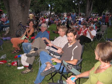 Several friends are in attendance for the live performance. 