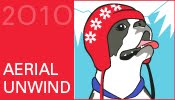 A Ravelympics Aerial Unwind 2010 logo.