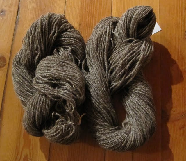 Hundreds of yards of wool yarn, made from Brownie the sheep's last rovings.