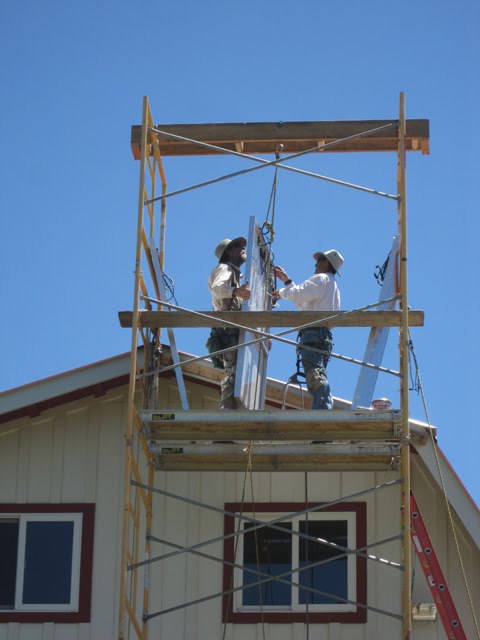 The third solar panel made it to the top safely. 
