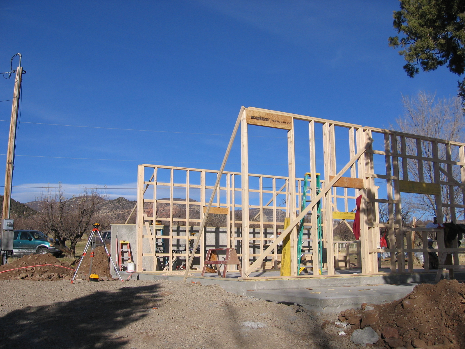 The new shop is going up quickly, with multiple framed walls erected already. 