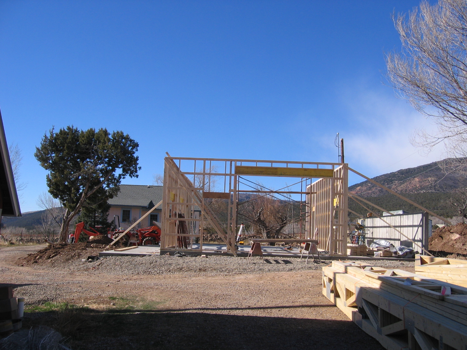 Another view of the walls of the shop being erected. 