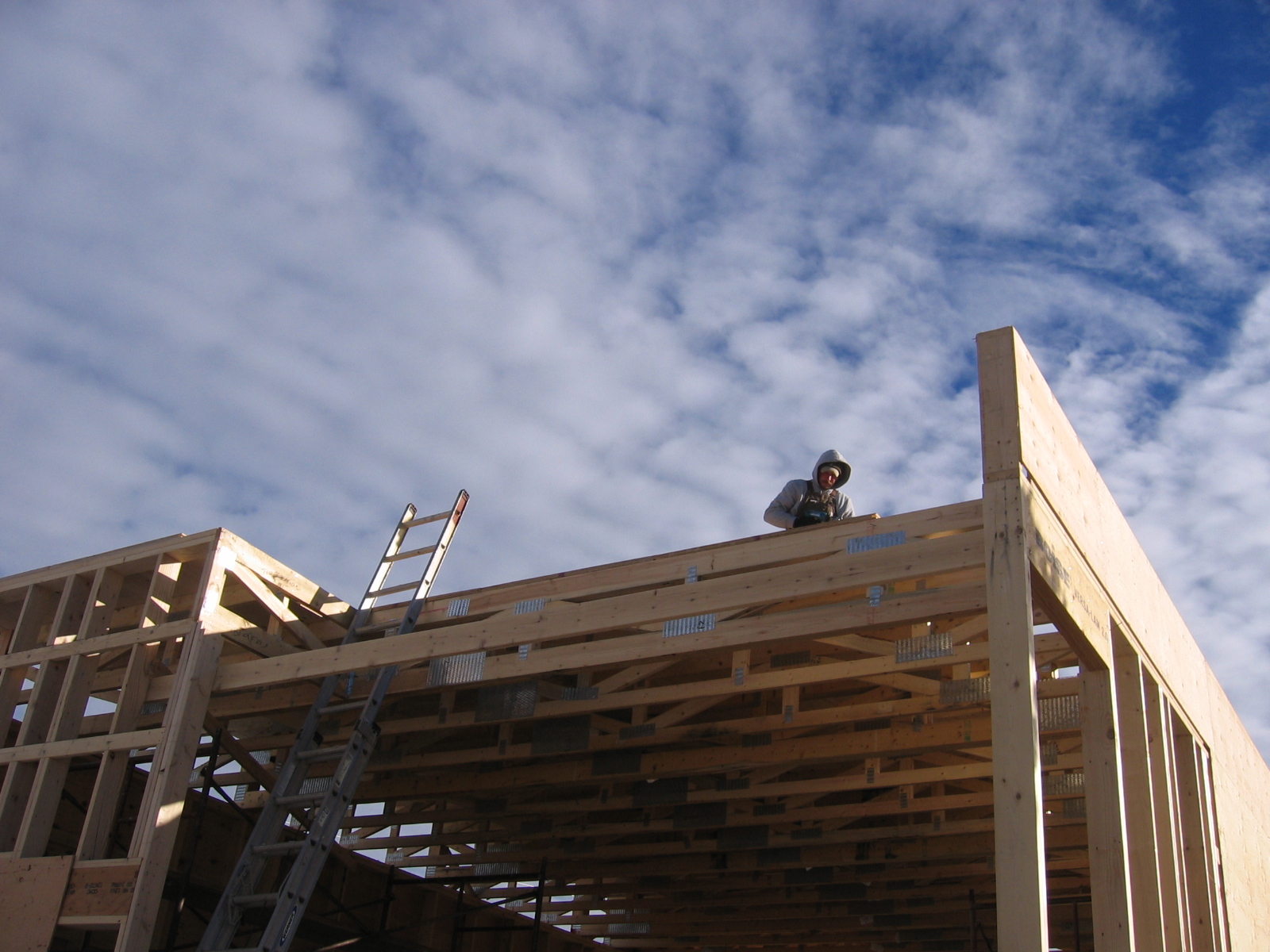 The construction of the new shop is well underway.