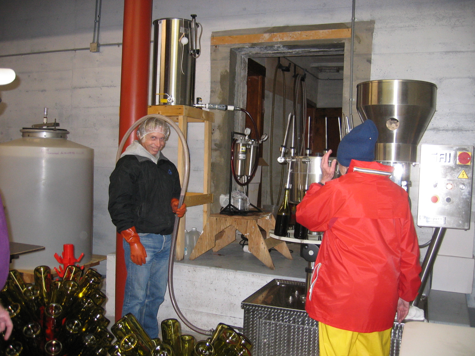Wine bottling is happening at Terror Creek Winery.