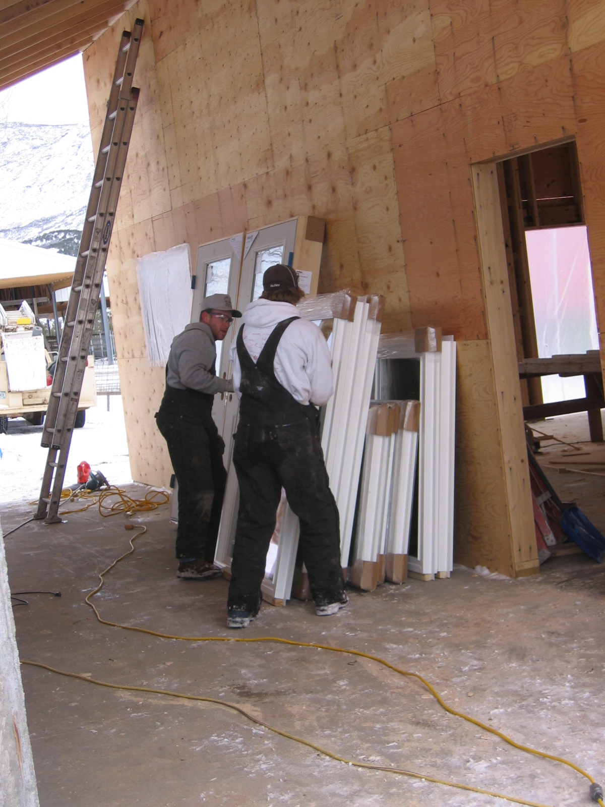 The doors and windows for the new shop have arrived, but haven't been installed yet. 