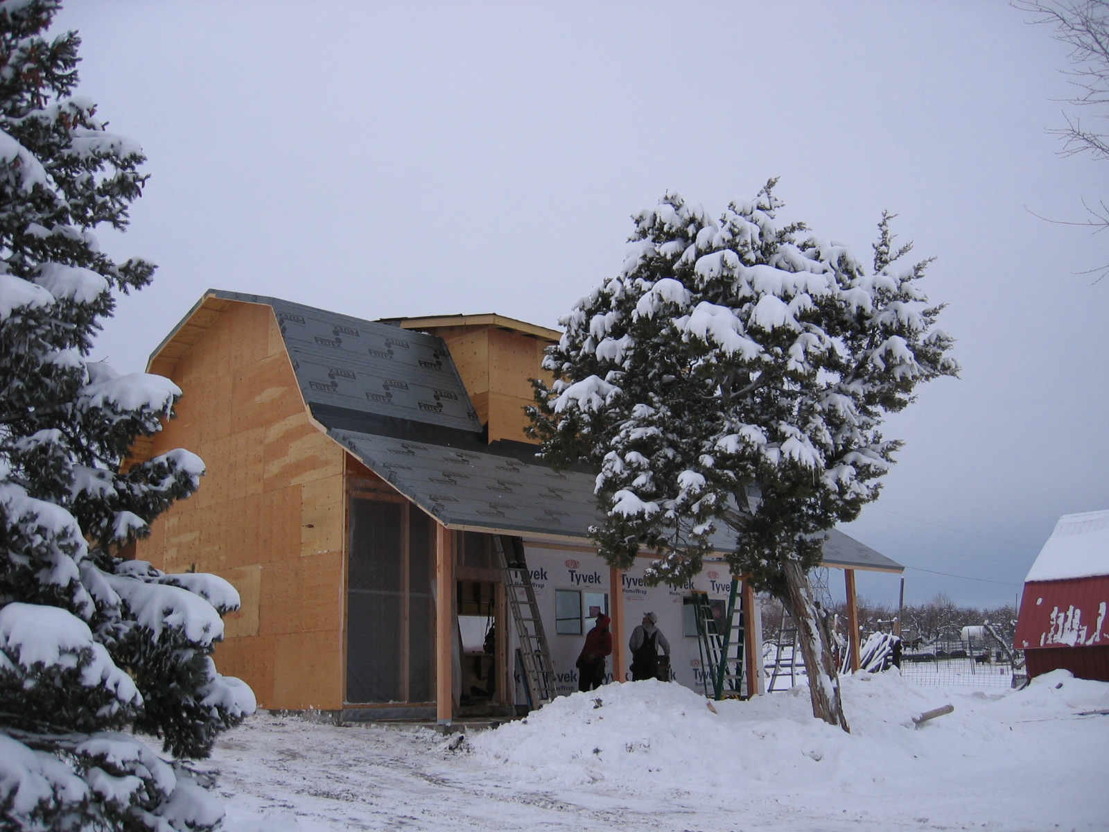 The new shop now has a front porch and two windows.