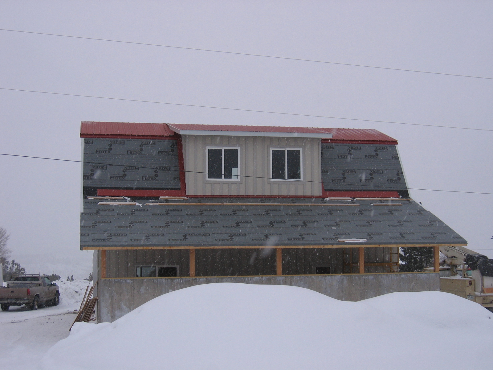 Construction of the roof is underway. 